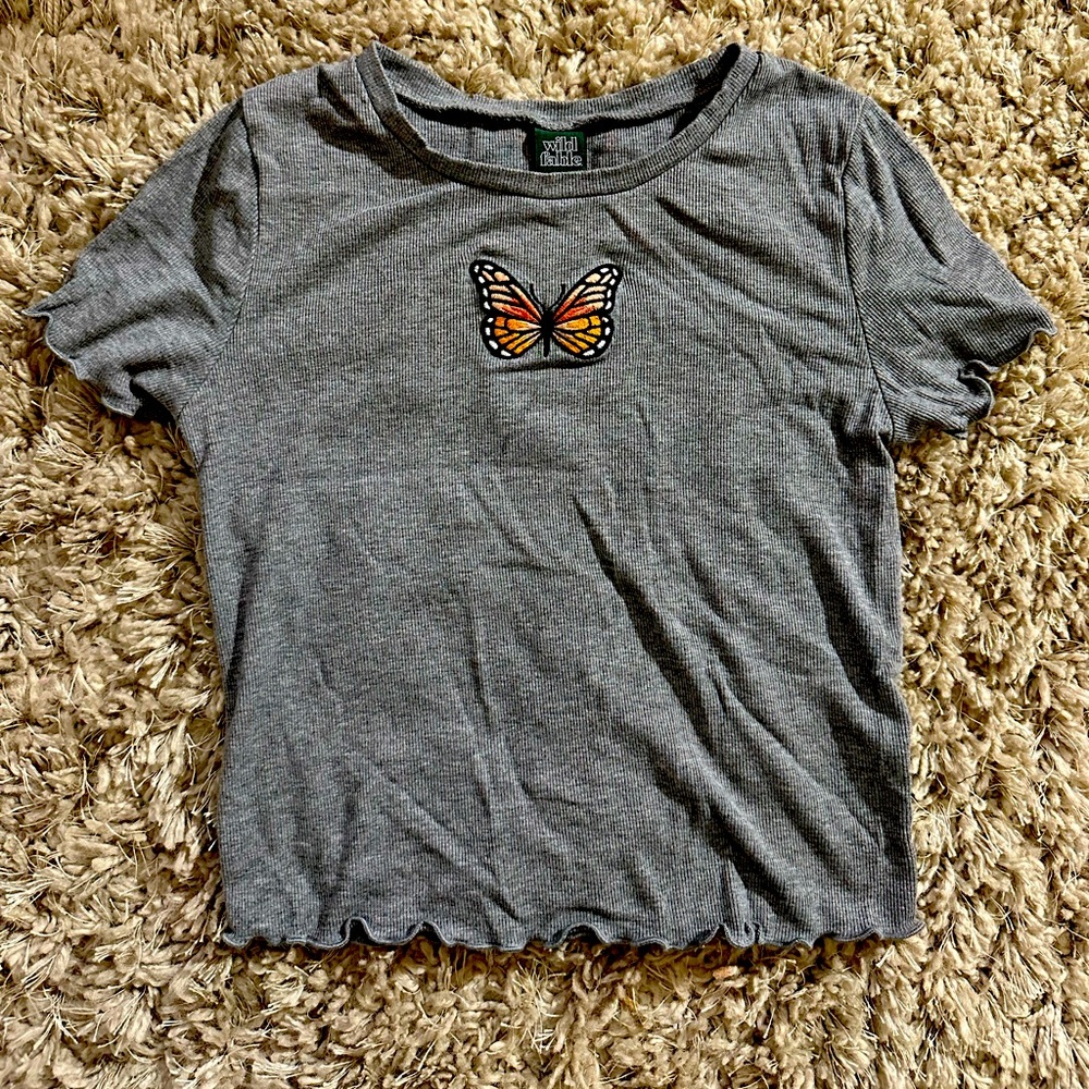 Butterfly Scrunch Crop Top🦋
